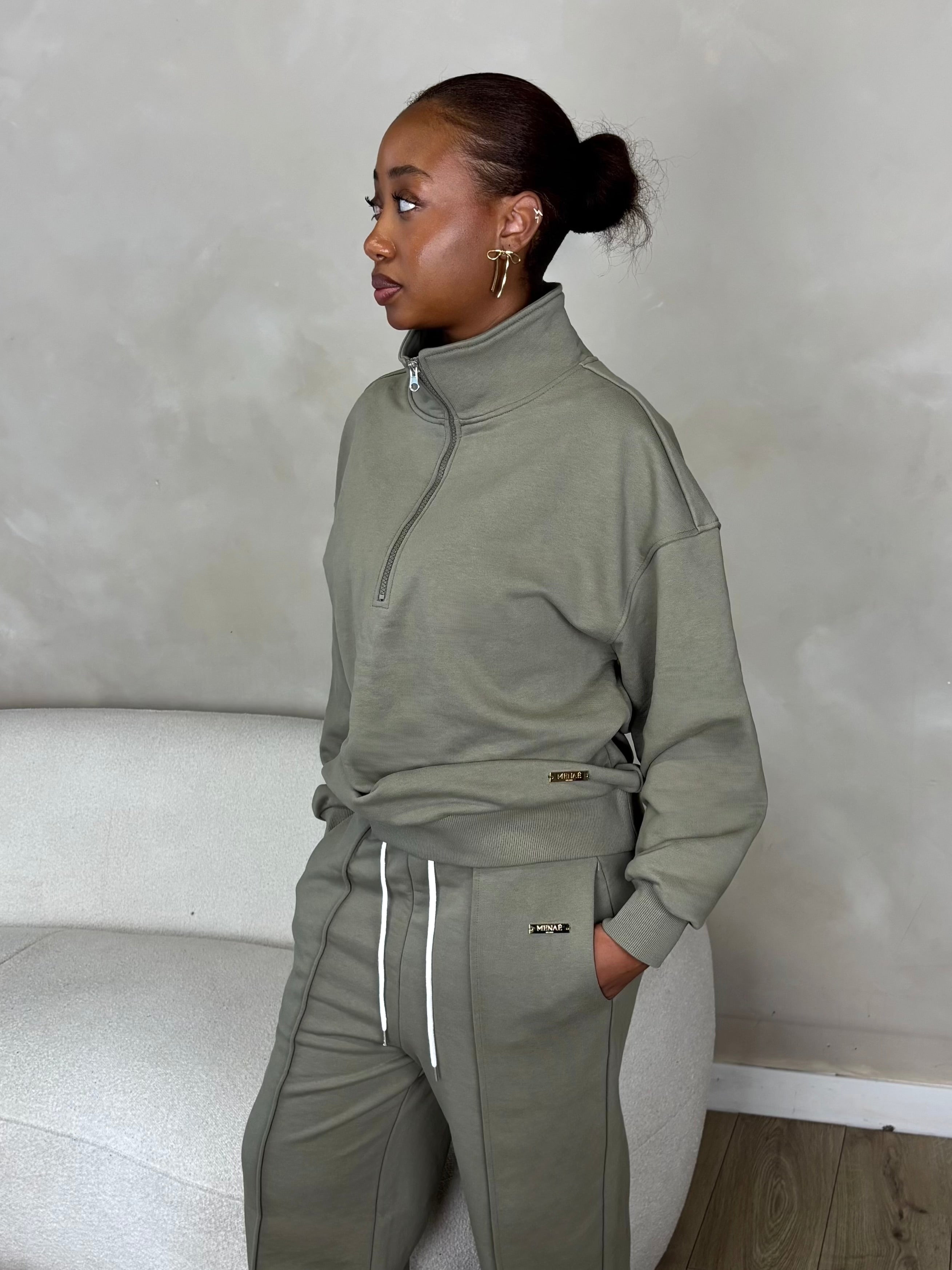 Signature Half-Zip In Khaki